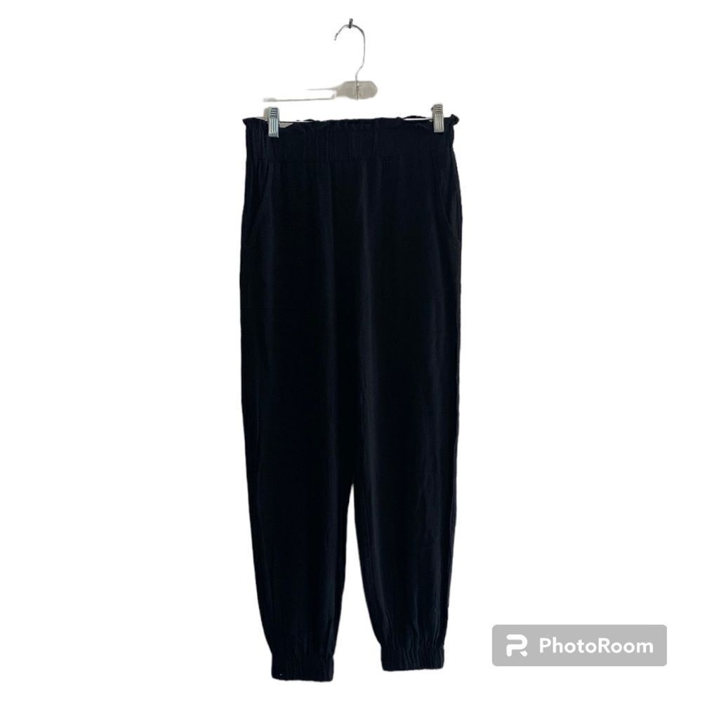 Doe & Rae Paper Bag Waist Tapered Jogger Pants Size S Black